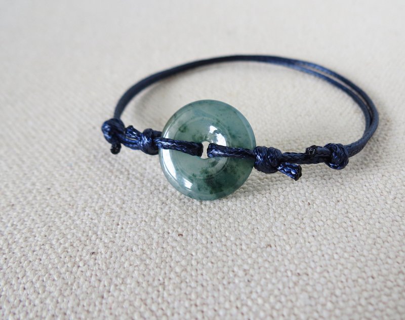 本命年【平安·如意】平安扣翡翠韩国蜡线手链*AB12*招财、保平安 - 手链/手环 - 宝石 多色