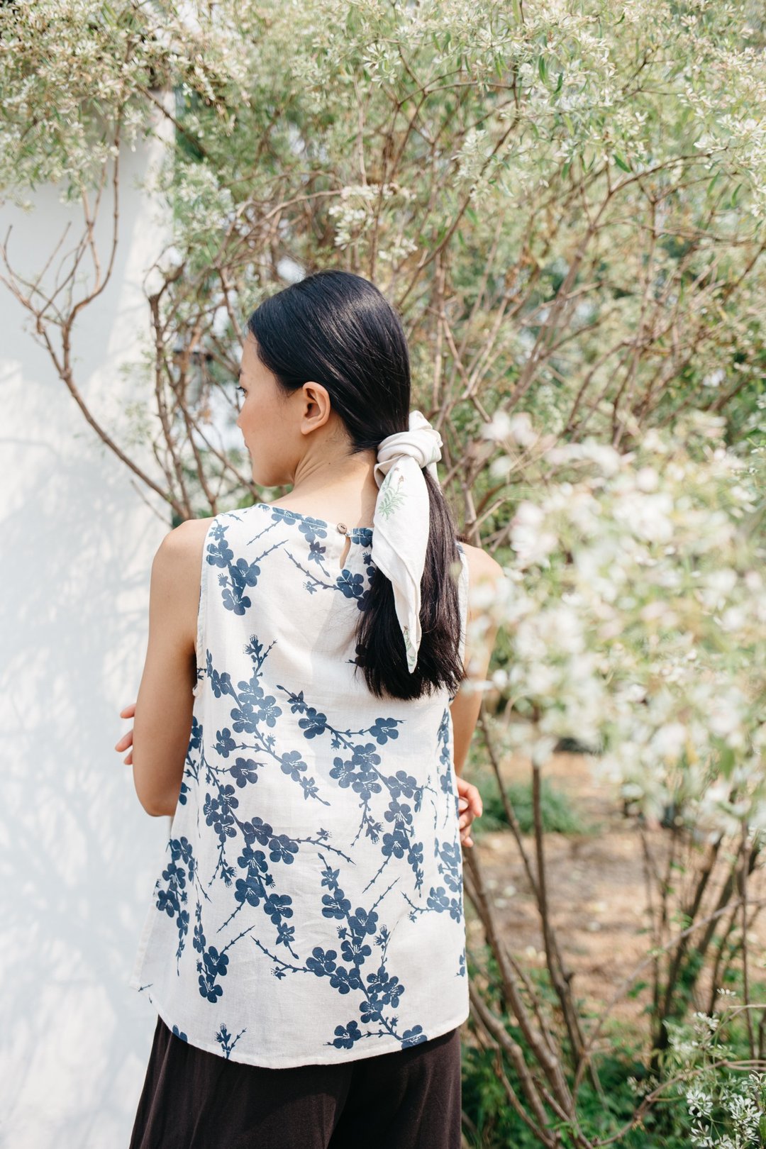 mulmul plum tank top - 女装上衣 - 棉．麻 蓝色
