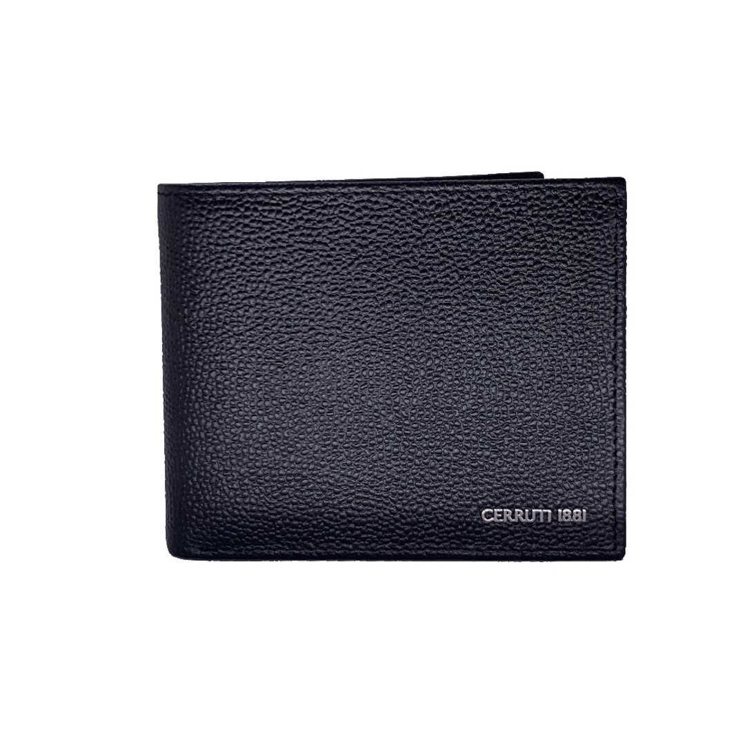 CERRUTI 1881 限量2折 顶级小牛皮4卡短夹 全新专柜展示品 - 皮夹/钱包 - 真皮 黑色