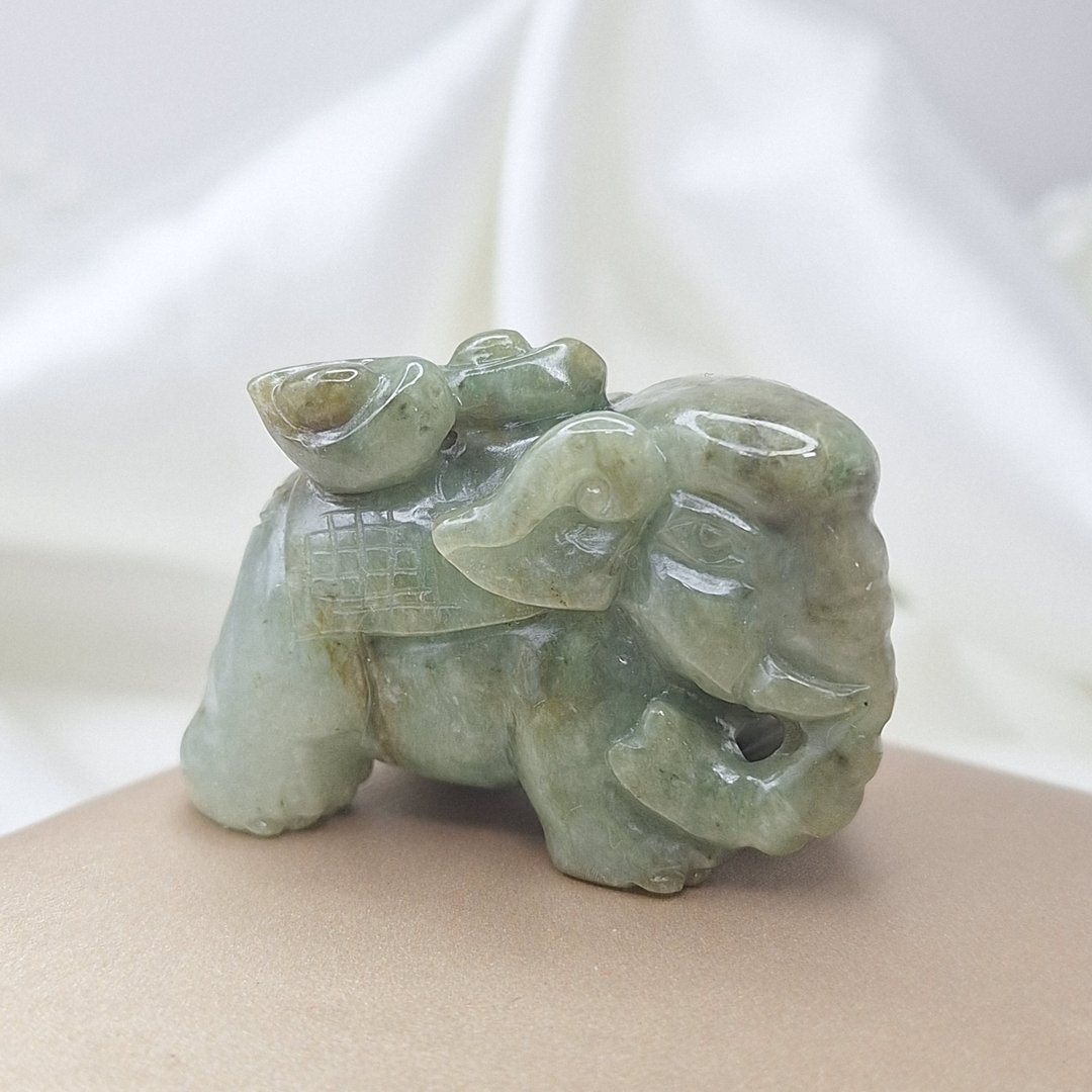 黄翡 元宝 发财 吉祥大象摆件 | 天然缅甸玉A货翡翠 - 摆饰 - 玉石 