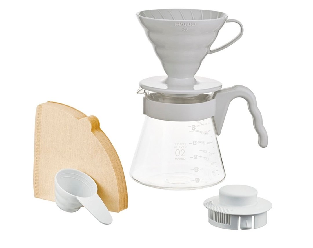 HARIO V60 02树脂 灰白手冲咖啡壶组 VCSD-02-PGR - 咖啡壶/周边 - 其他材质 灰色