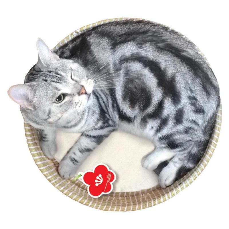 【日本CattyMan】猫用简约风编织睡窝 ( 小红花标签 ) - 床垫/笼子 - 其他材质 咖啡色