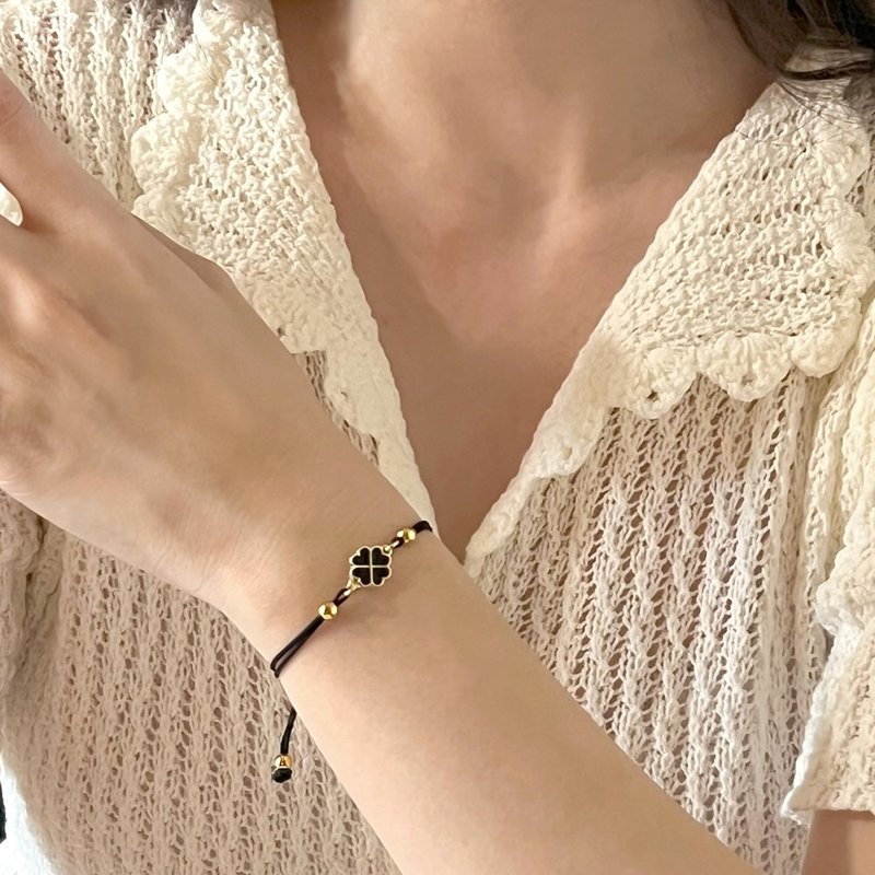 幸运四叶草结手链（2色） - 手链/手环 - 绣线 黑色