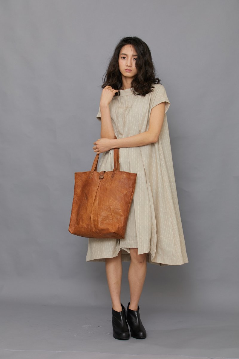 浪迹天涯回收皮提包-公平贸易 - 皮夹/钱包 - 真皮 卡其色