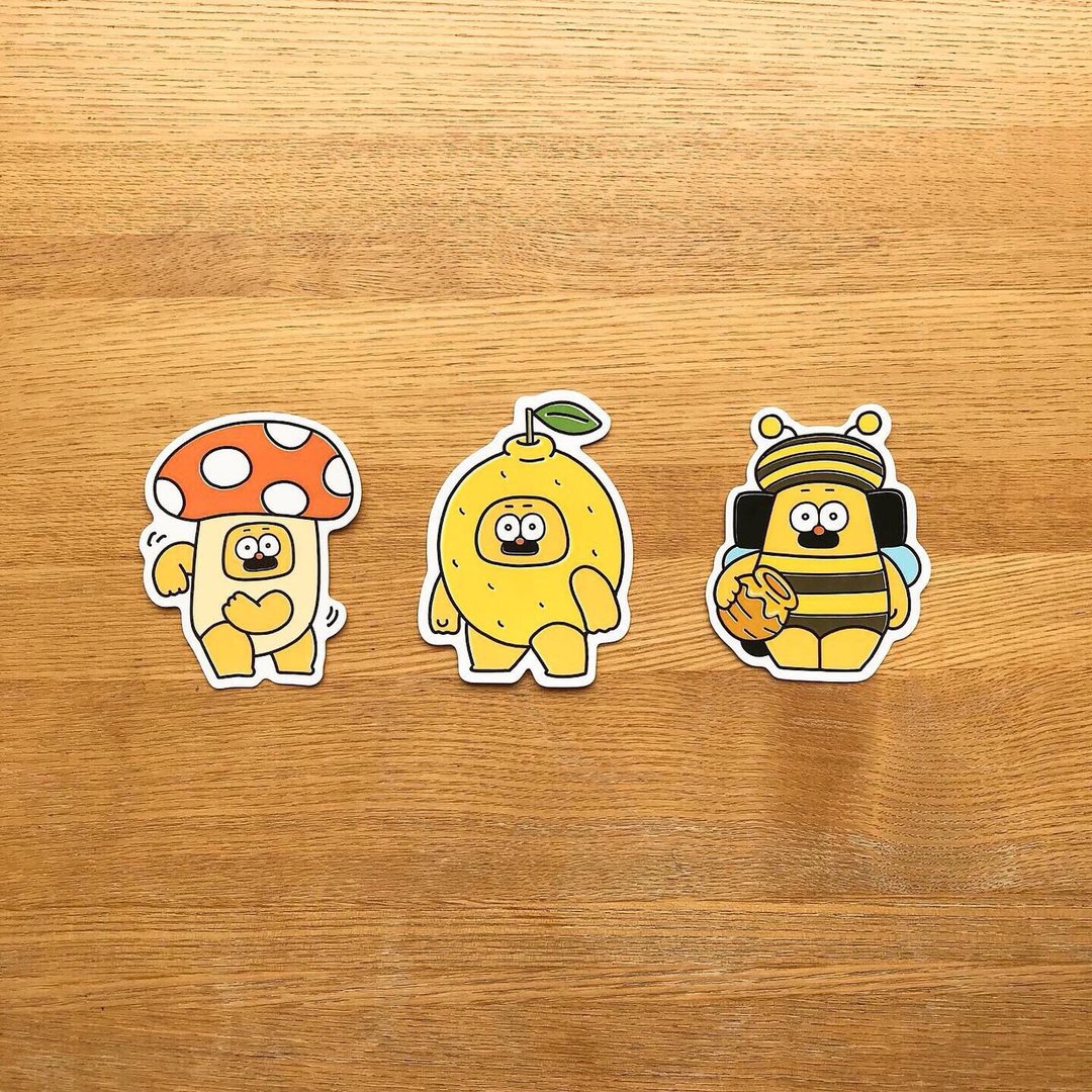 Sticker_3 pieces set_C - 贴纸 - 其他材质 黄色