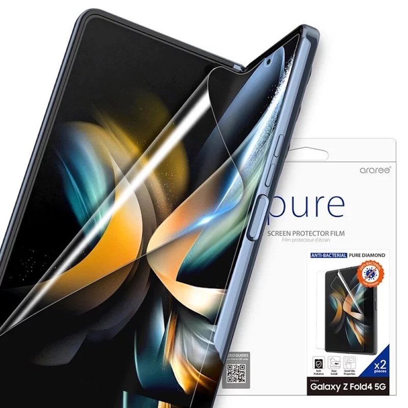 araree Pure Diamond Galaxy Z Fold 4 内屏抗菌保护膜 (两件装) - 手机配件 - 塑料 透明