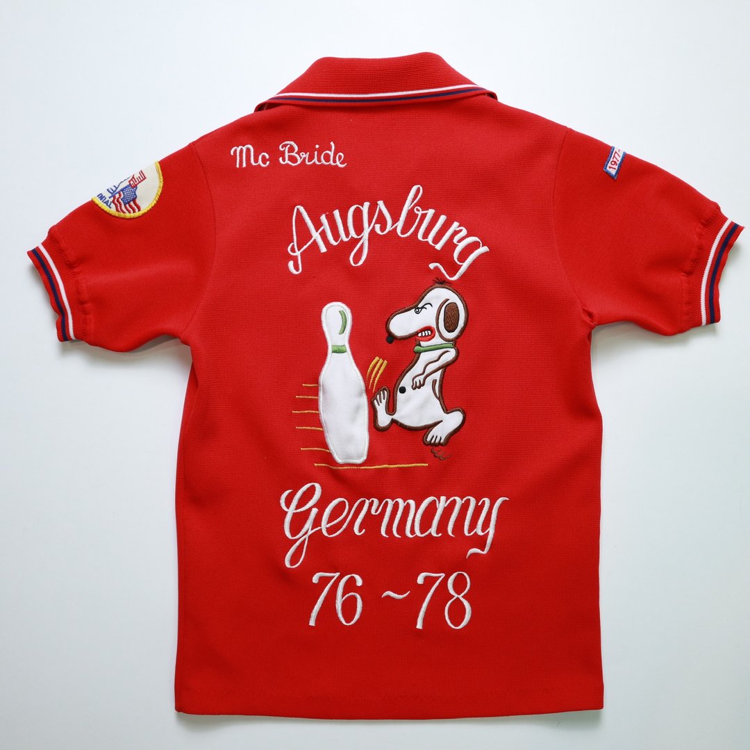 1970s funny dog bowling Shirt 美国刺绣保龄球衬衫 - 女装上衣 - 其他材质 红色