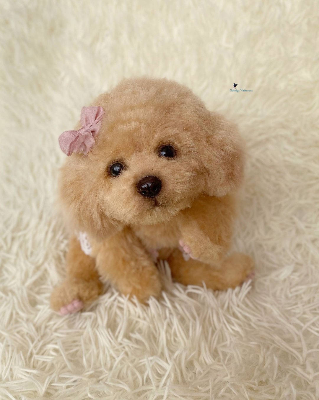 桃子贵宾犬逼真的玩具 - 玩偶/公仔 - 聚酯纤维 橘色