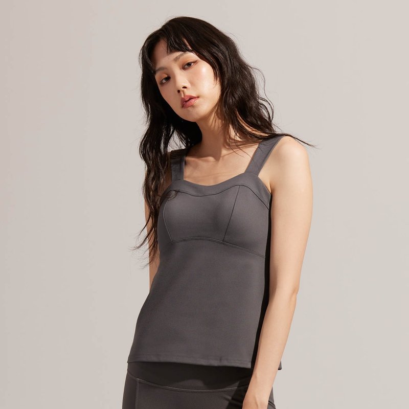 REBOOT动能-超细磨毛合身BRA TOP-磁灰 - 女装背心 - 聚酯纤维 灰色