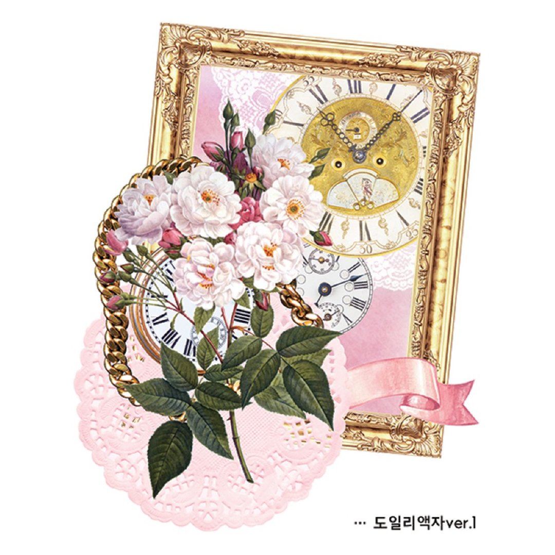 复古拼贴设计贴纸 (blackraccoon) – 蕾丝花边花框 ver1 - 贴纸 - 纸 粉红色