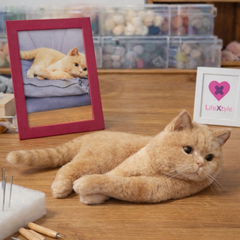 拟真爱猫羊毛毡公仔 - 订制抱枕/饰品 - 羊毛 多色