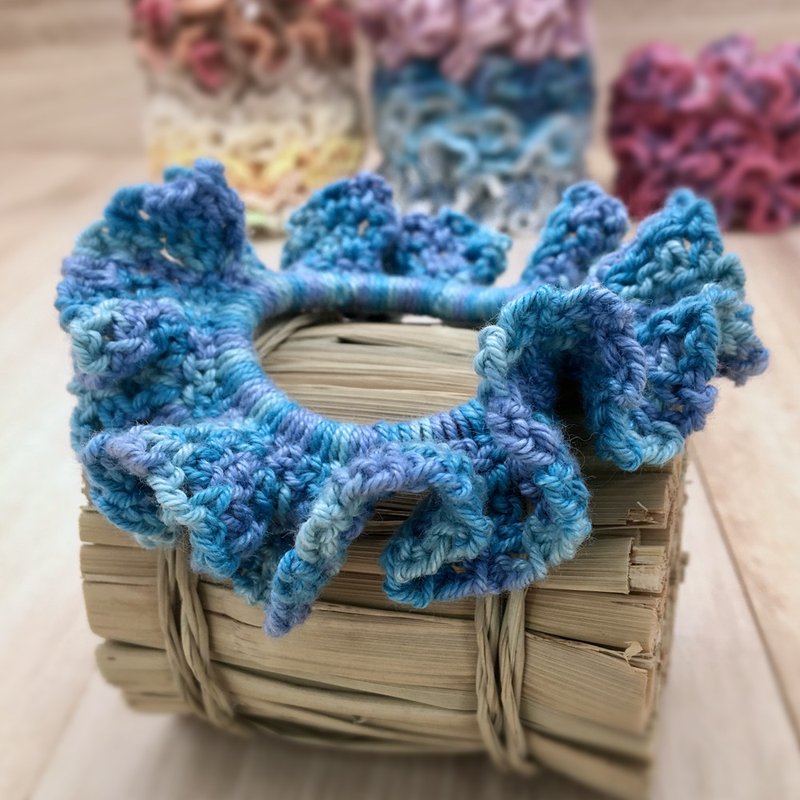 Hair Scrunchies - Colourful Hair Ties & Elastics - Crochet Hair Accessories - 发饰 - 棉．麻 蓝色