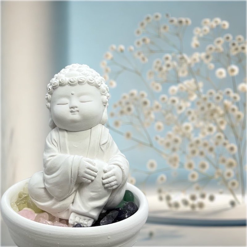 水晶扩香 五行水晶矿石之随愿小盘套组 开运能量水晶 - 香薰/精油/线香 - 水泥 白色