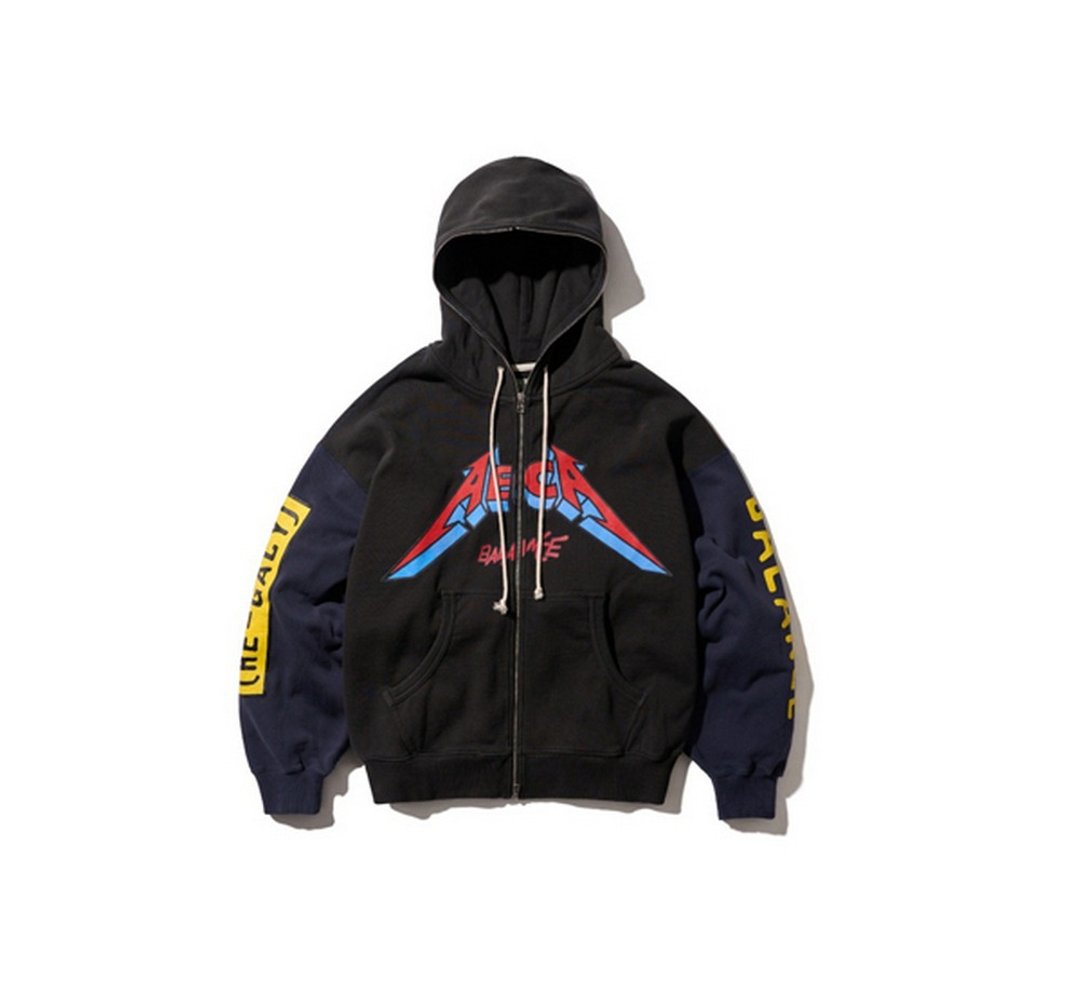 AECA Re-Gacy Zip Up Hoodie金属制品翻玩撞色双向全封拉链外套 - 男装外套 - 其他材质 黑色