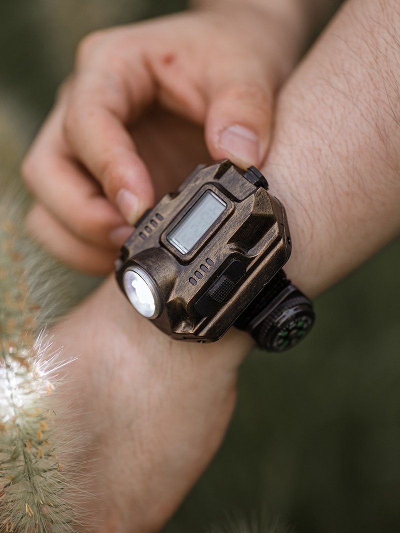 蒸汽朋克 野外夜光 指南针 探险 SOS呼救信号 发强光 手表 - 男表/中性表 - 其他金属 咖啡色