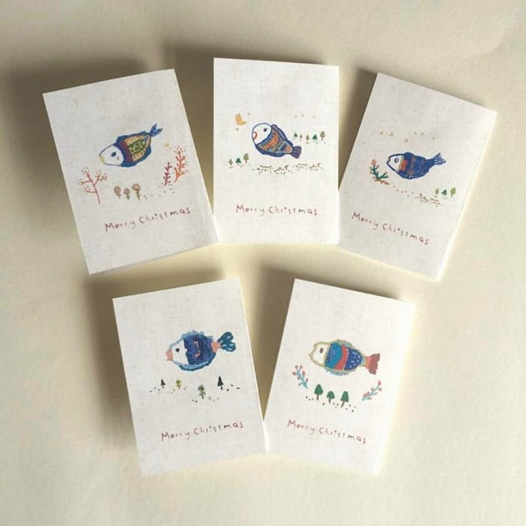Rainbow Fish x Christmas card - 卡片/明信片 - 纸 白色
