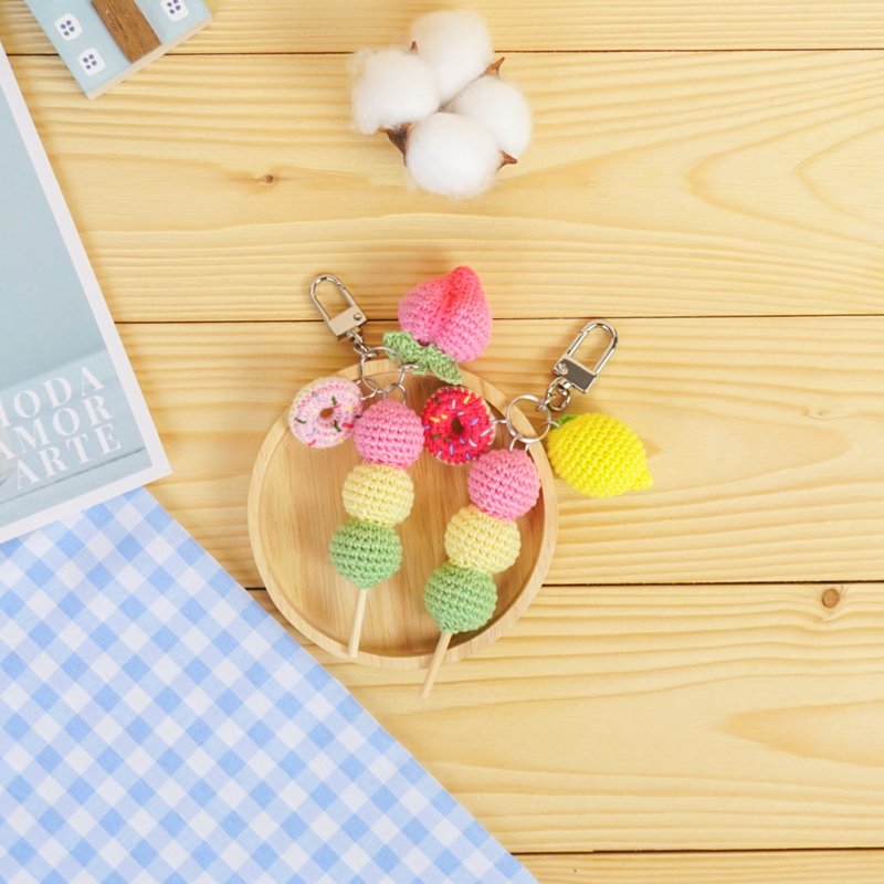 mochi keychain charm zipper  key ring key chain bag charm handmade gift - 吊饰 - 棉．麻 粉红色