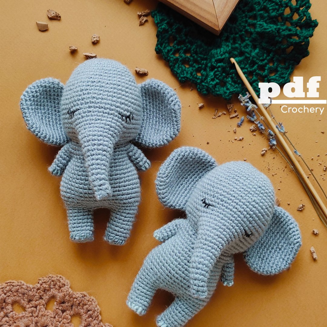 大象 Chamsi Amigurumi 图案 PDF 钩针教程可爱极简玩具 - 手工艺教程/工具书 - 其他材质 