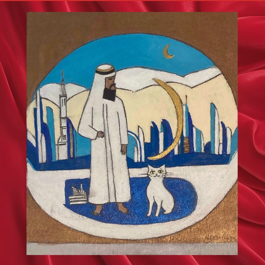 原图：现代杜拜，胡须与猫 - 海报/装饰画/版画 - 木头 多色