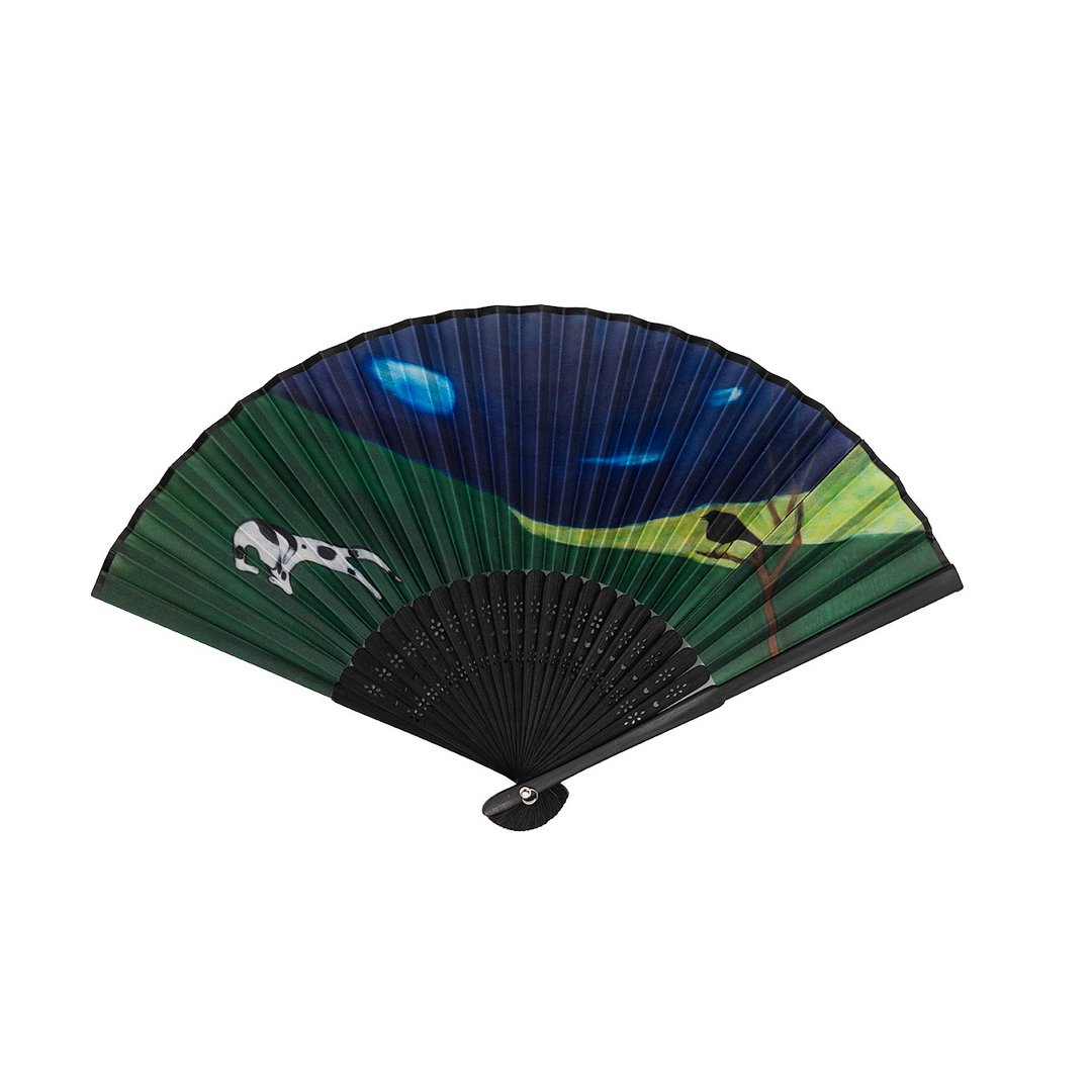 史博常玉绘画猫折扇 - 扇子 - 竹 黑色