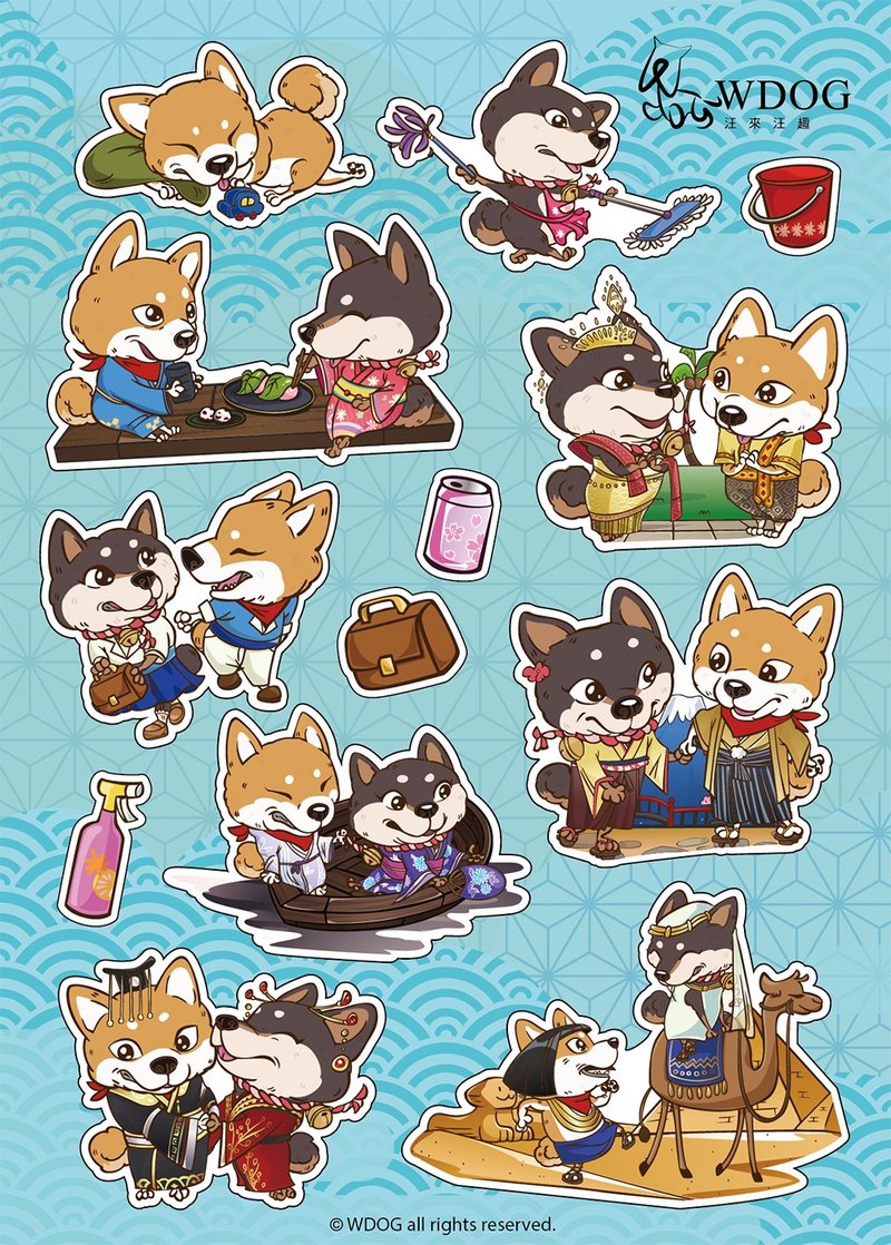 【汪来汪趣 wdog】装饰贴纸_柴犬爱装扮 - 贴纸 - 纸 蓝色