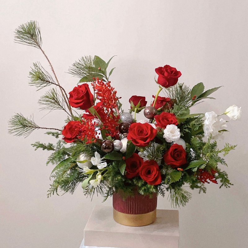 【鲜花】红绿白色自然风圣诞桌花 - 其他 - 植物．花 红色
