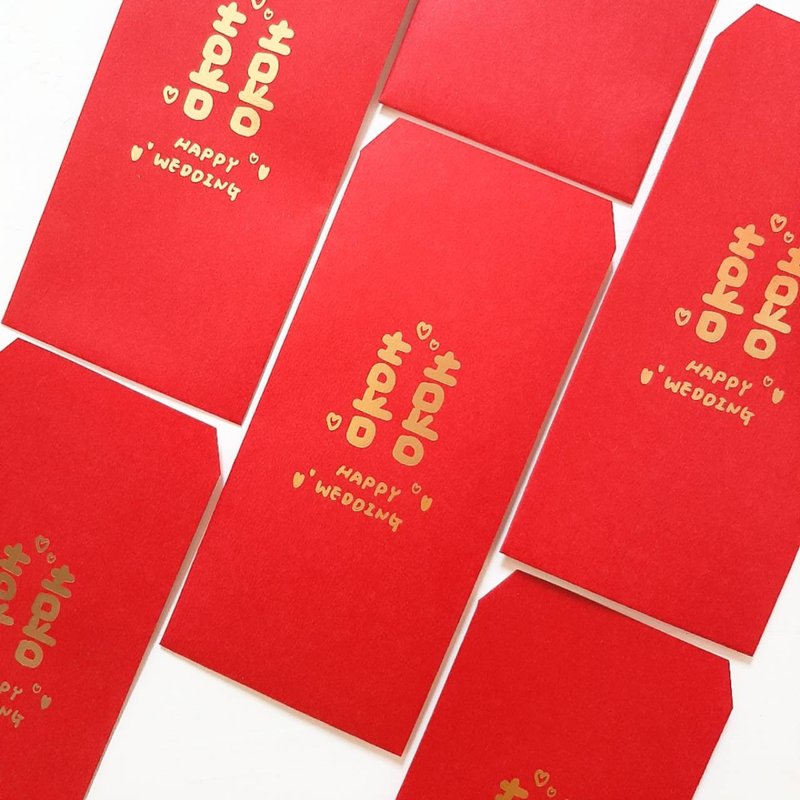 |红包袋| 婚礼红包 / 烫金婚宴红包袋 囍字 插画烫金 / 6入 / 12 - 红包/春联 - 纸 红色