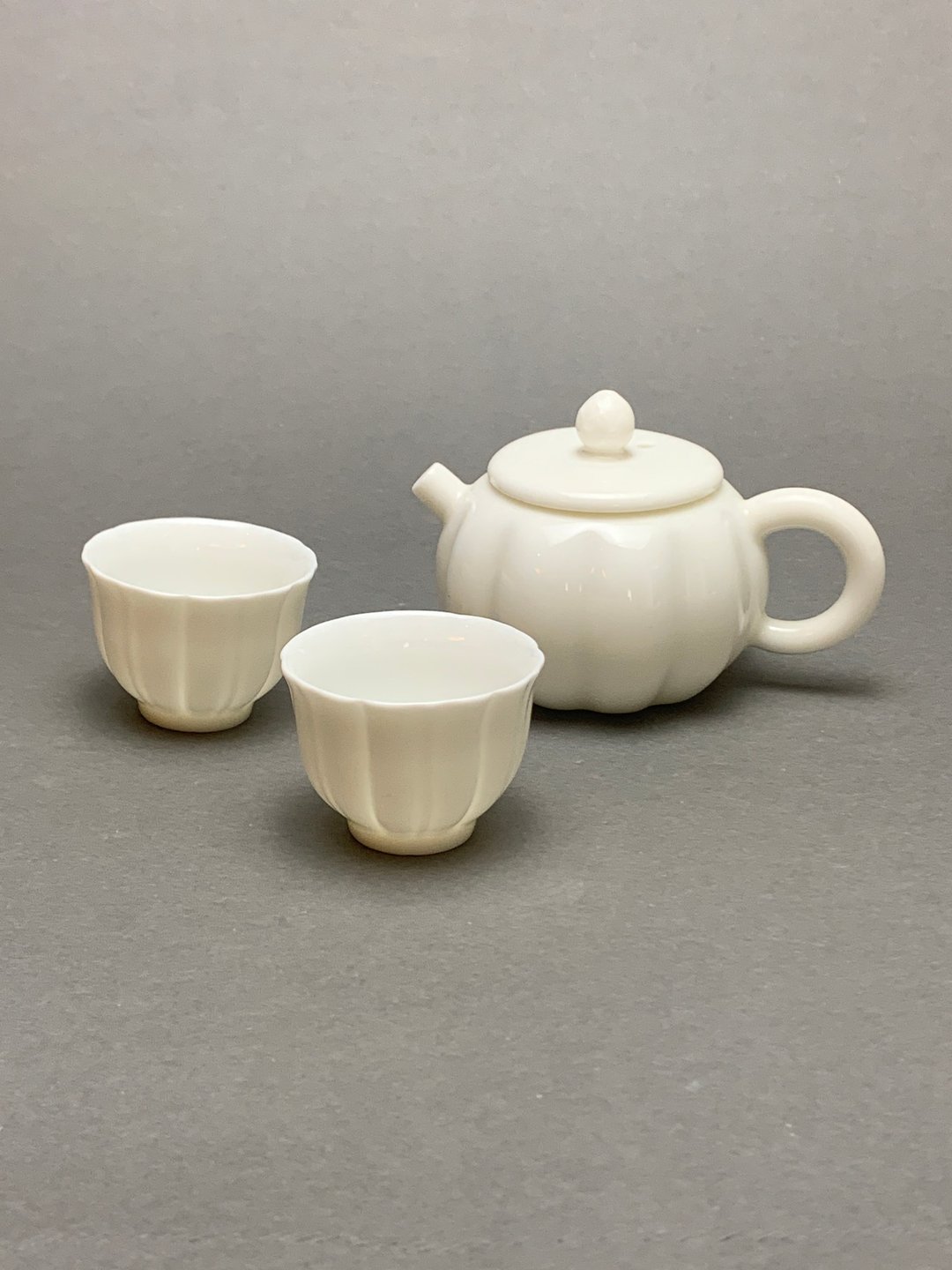 【瓷】南瓜花型润瓷壶(一壶二杯)精致泡茶壶 - 茶具/茶杯 - 瓷 