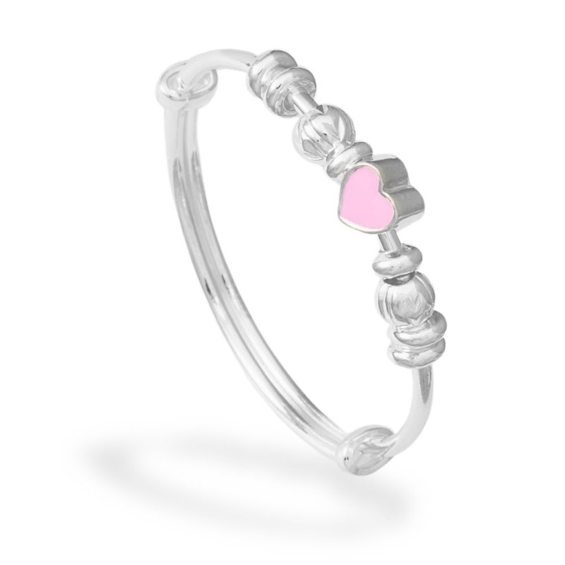 【童乐绘金饰】儿童纯银手镯手环 触及真心 (弥月银饰 满月礼) - 满月礼盒 - 纯银 银色