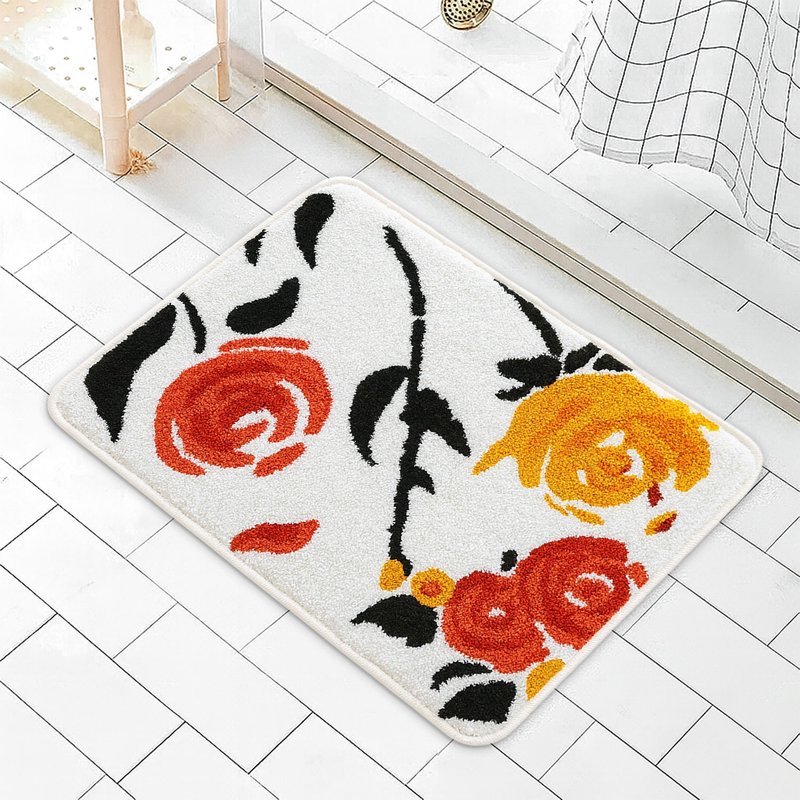 橘子玫瑰植绒地垫浴室地垫吸水地垫柔软卧室地垫区域地垫礼品 - 地垫/地毯 - 聚酯纤维 