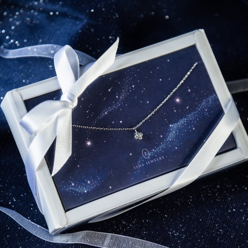 【快速出货】小四叶草项链 浪漫星空礼盒组 圣诞交换礼物 情人节 - 项链 - 纯银 