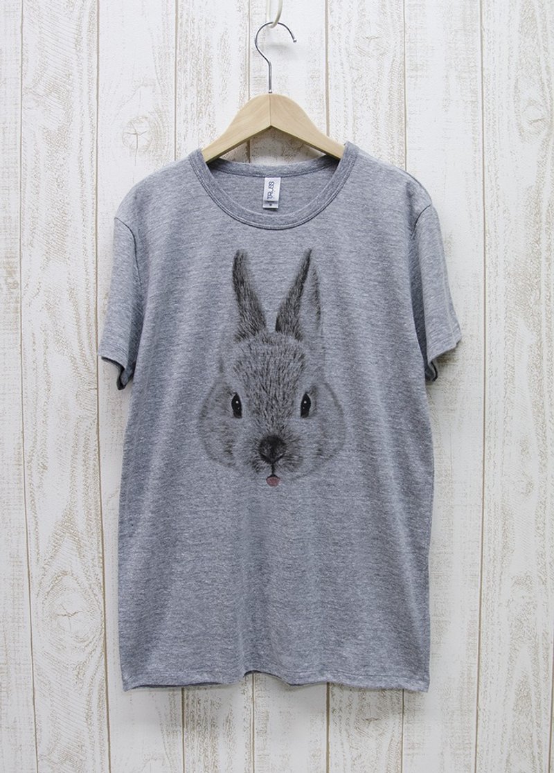 ronronRABIT Tee　Beh　ヘザーグレー / R032-TT-GR - 中性连帽卫衣/T 恤 - 棉．麻 灰色