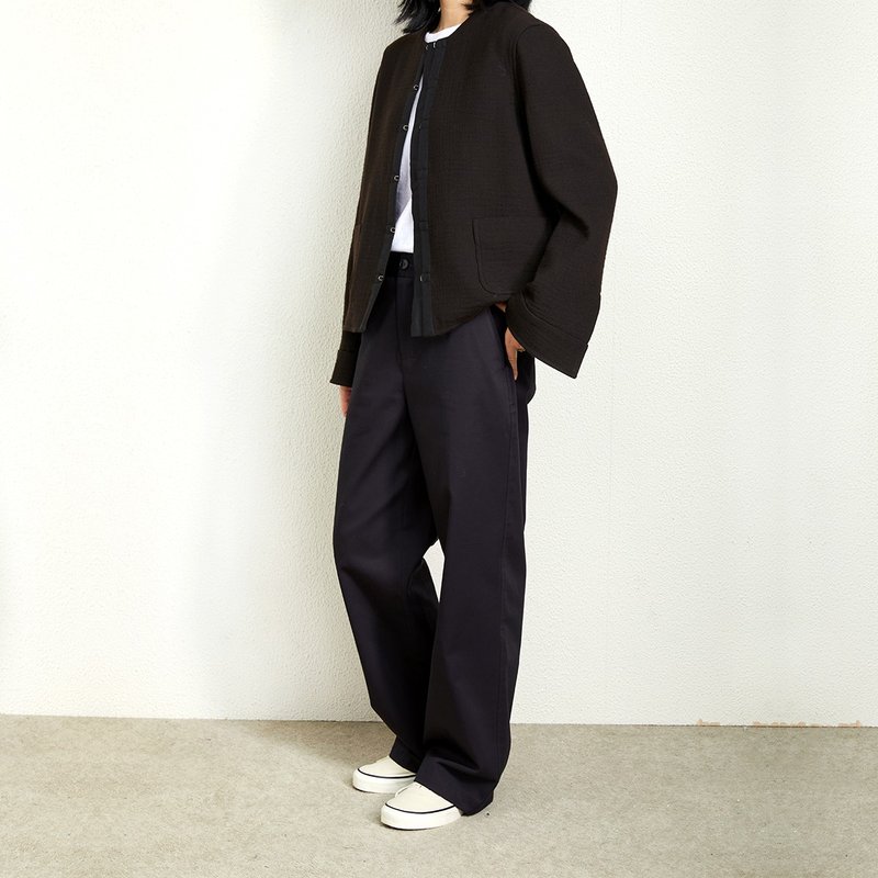 日本进口乌木棕肌理羊毛呢料小香风钩扣短呢外套上衣 杲果GAOGUO - 女装休闲/机能外套 - 羊毛 咖啡色