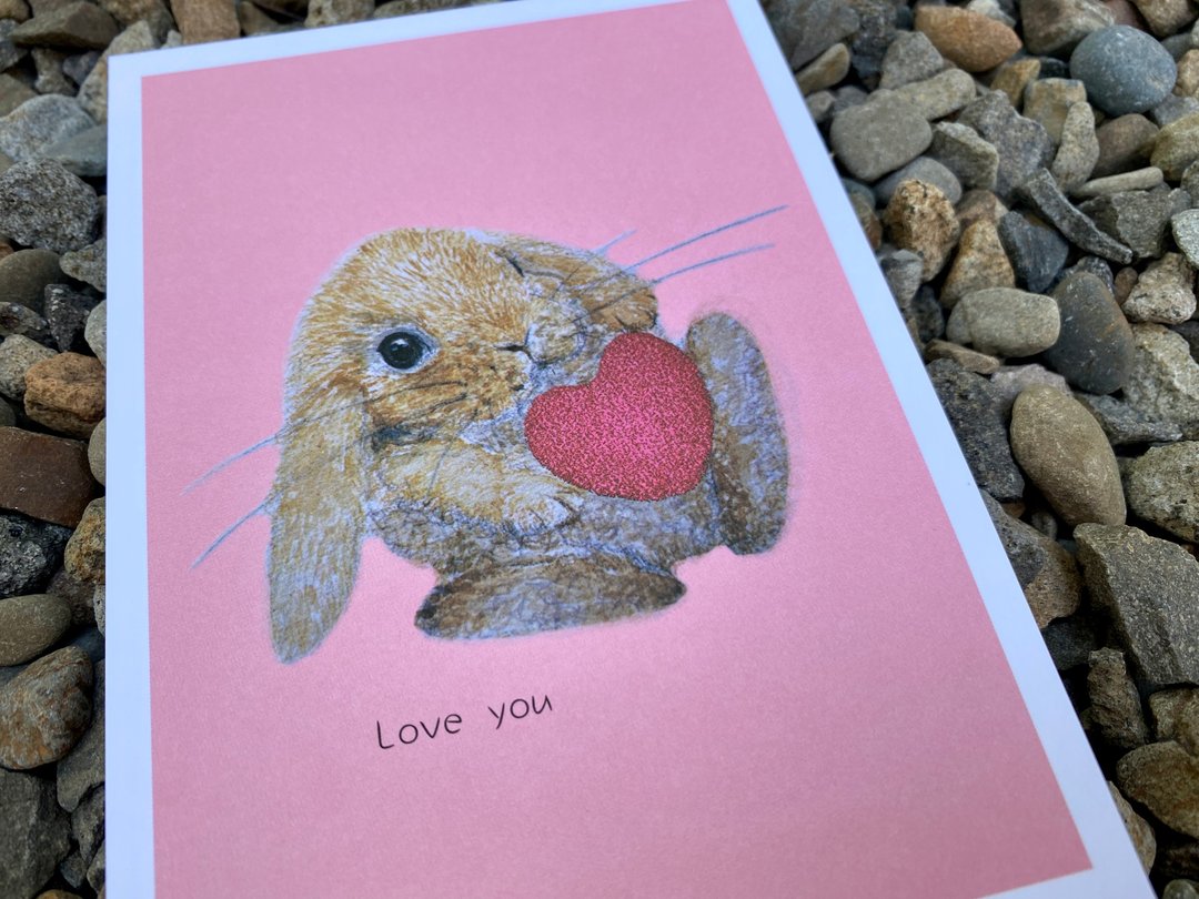 Love you 兔兔 情人小卡 明信片 - 卡片/明信片 - 纸 粉红色
