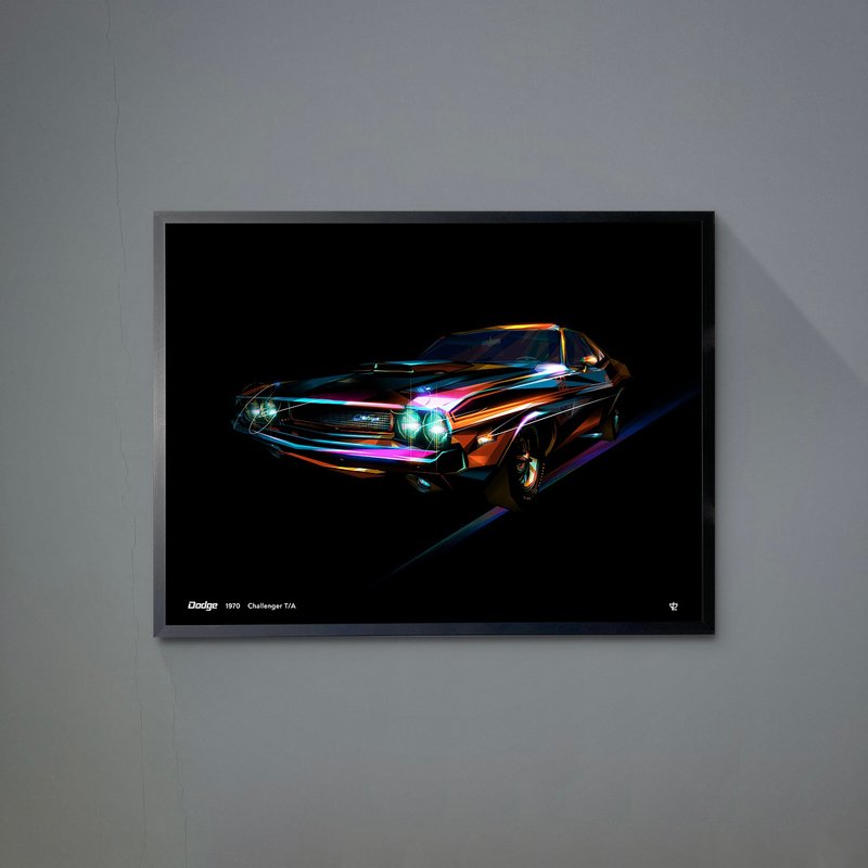 Classic Cars-1970-Dodge-Challenger T/A  /Art Print/挂画/限量 - 海报/装饰画/版画 - 纸 灰色