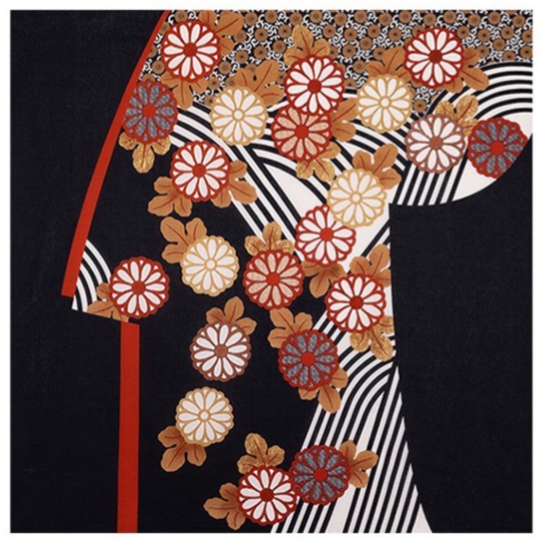 京都风吕敷包巾-三巾-雪月花-流水菊小袖 - 海报/装饰画/版画 - 棉 