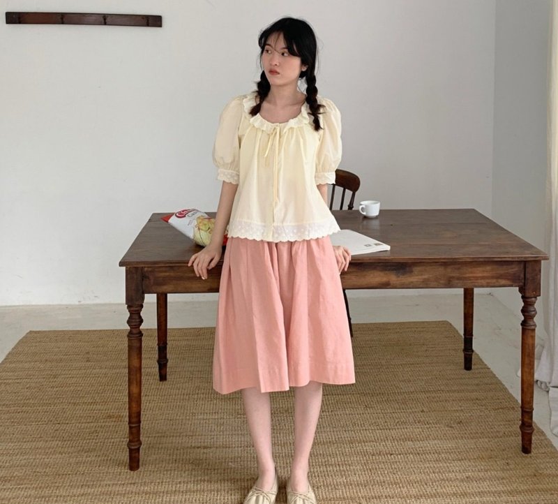 【蕾絲花邊】法式復古/簡約寬鬆襯衫 - 女装衬衫 - 棉．麻 白色