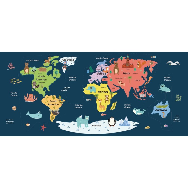 Gaming 超大鼠垫/办公室桌垫 (90x40cm) - 动物地图世界 - 鼠标垫 - 其他材质 