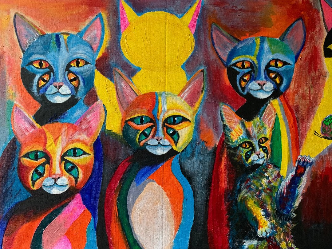 室内画 Moon cats Art 猫原画 - 墙贴/壁贴 - 压克力 多色