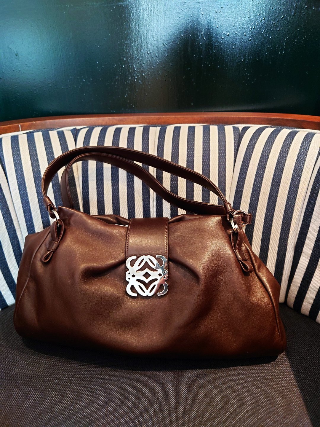 客人预留 Loewe 咖啡羊皮 单肩包手提包侧背包腋下包饺子包通勤包 - 侧背包/斜挎包 - 真皮 咖啡色