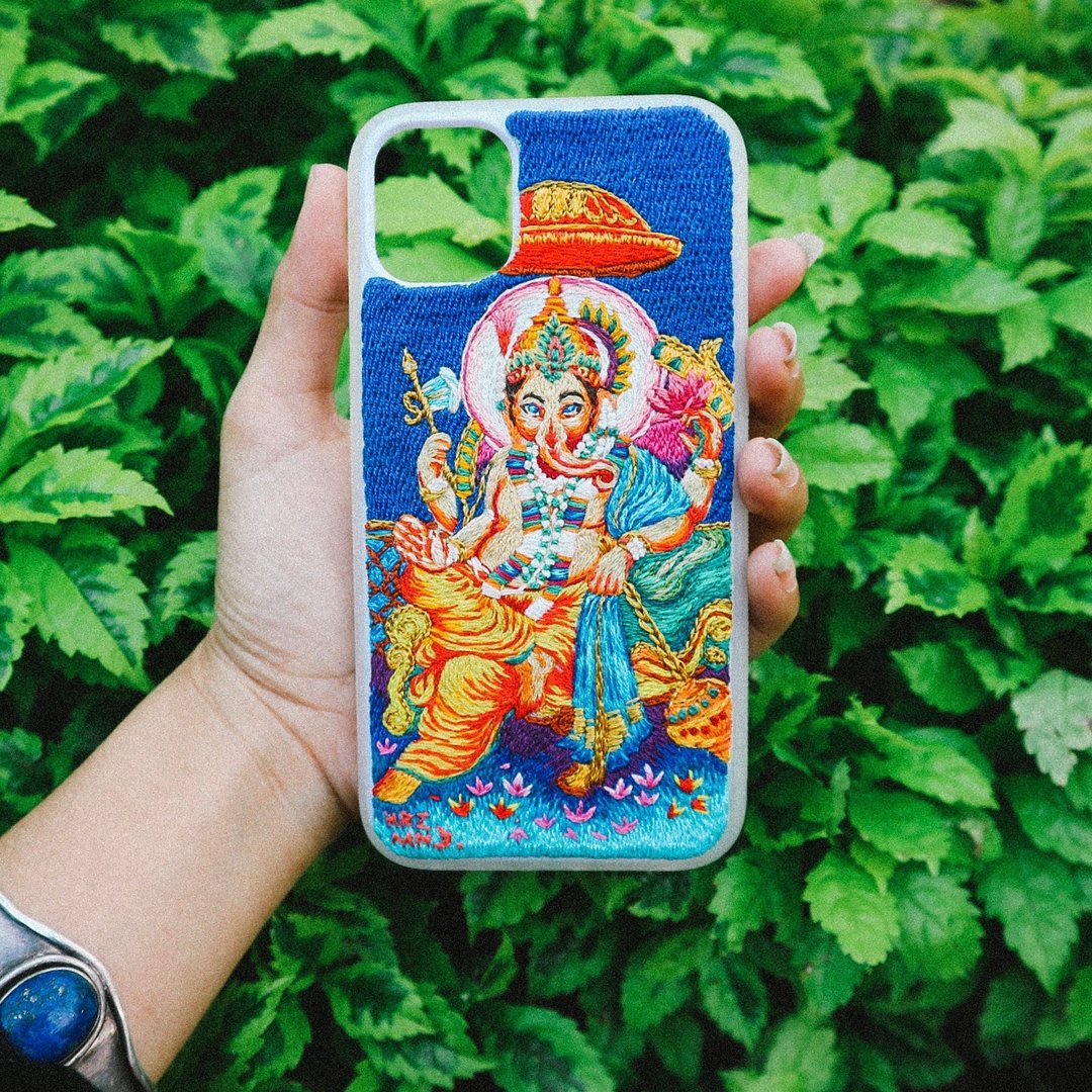Ganesha God of India  **Customize Embroidery** - 手机壳/手机套 - 绣线 多色