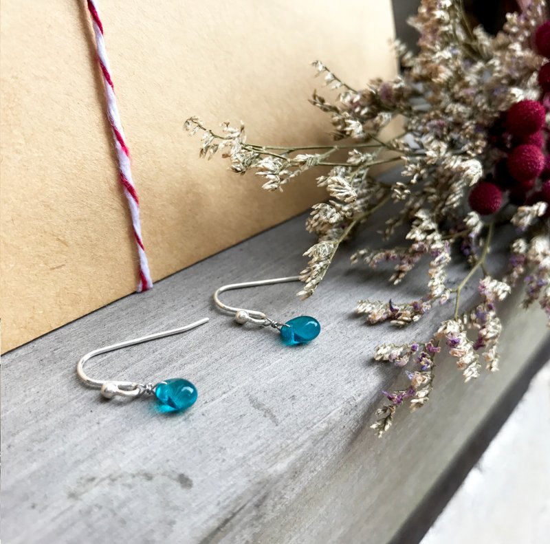 极简系列 - 精灵黛绿 - 925纯银手作耳环 免费改夹式 银饰 礼物 包装 - 耳环/耳夹 - 其他金属 绿色