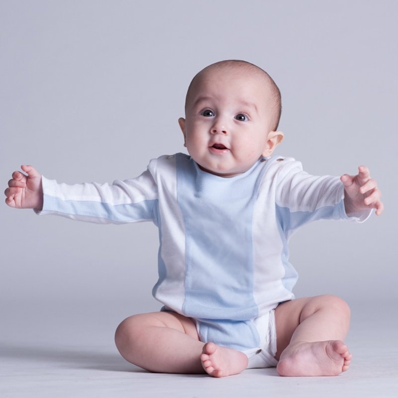 【Y型拼接】bbc经典包屁衣｜100%有机棉-蓝色 - 其他 - 棉．麻 蓝色