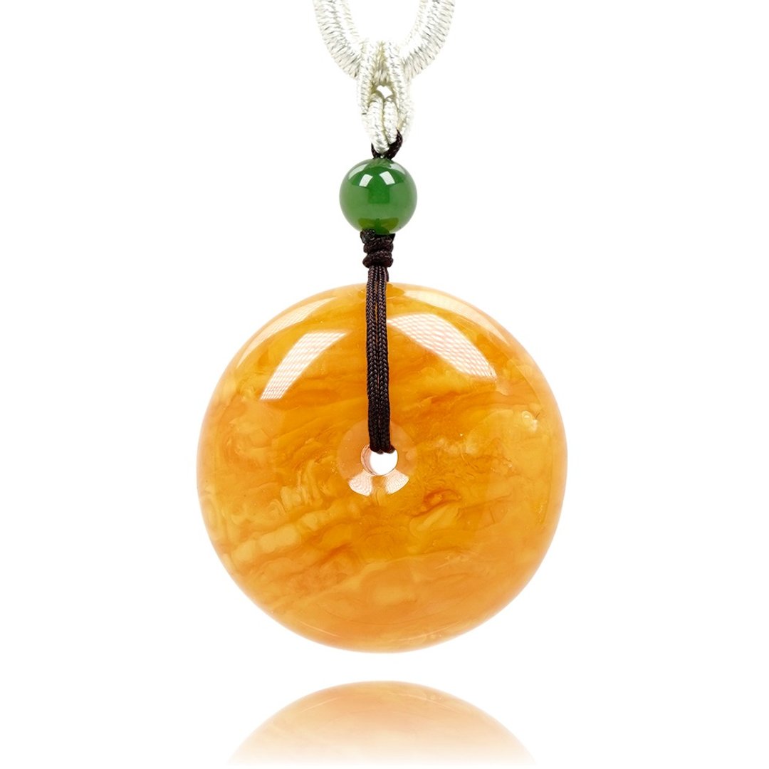 【正佳珠宝】蜜蜡琥珀 顶级老花蜜蜡 平安扣 28.5mm - 项链 - 半宝石 多色