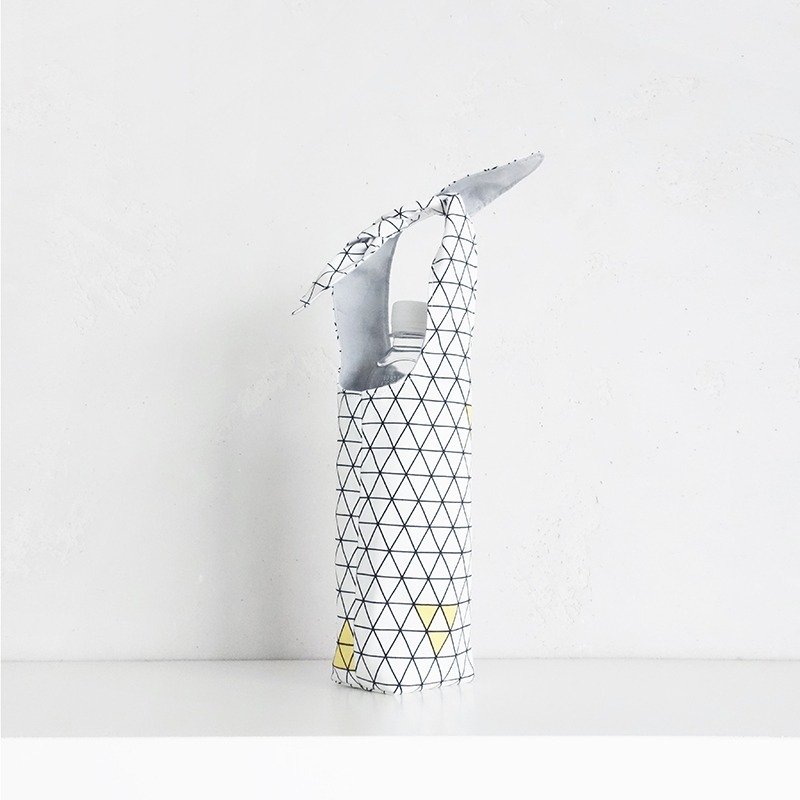 Rabbit 帆布 饮料袋 随行杯提袋 环保瓶袋 生日 聖誕節交换礼物 - 随行杯提袋/水壶袋 - 棉．麻 白色