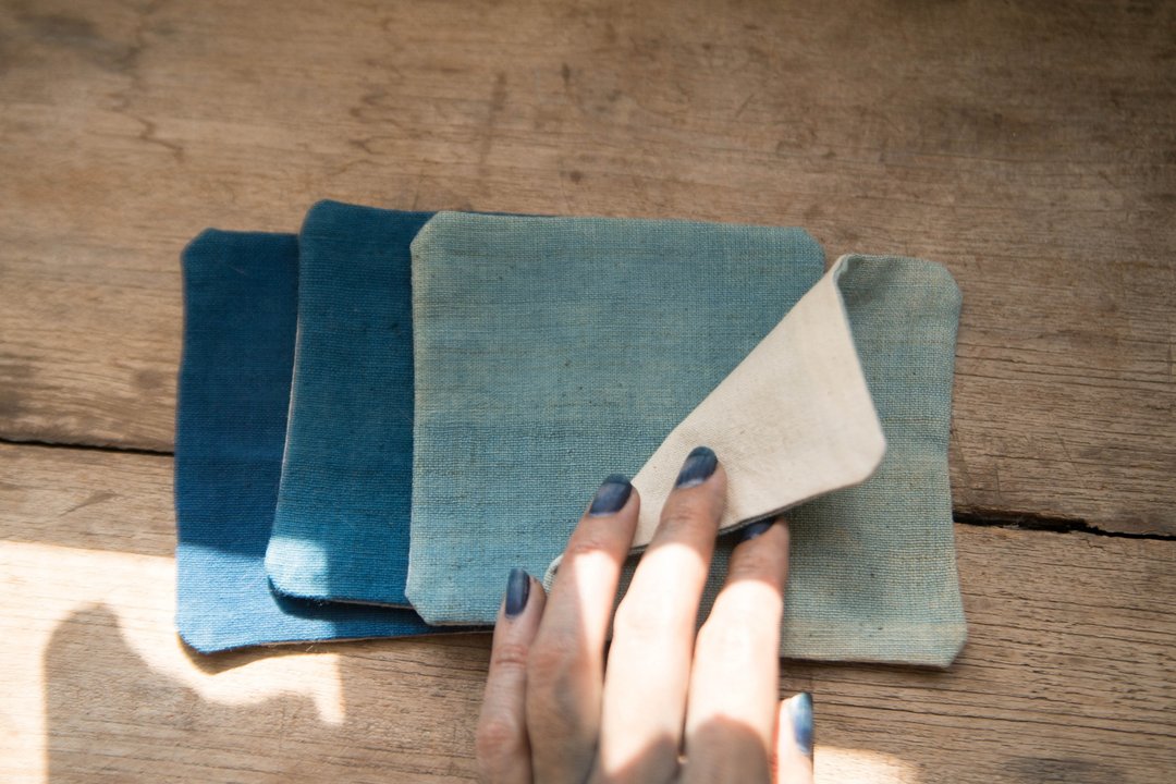 Ocean shade | Indigo fabric coasters | set of 4 - 杯垫 - 棉 蓝色