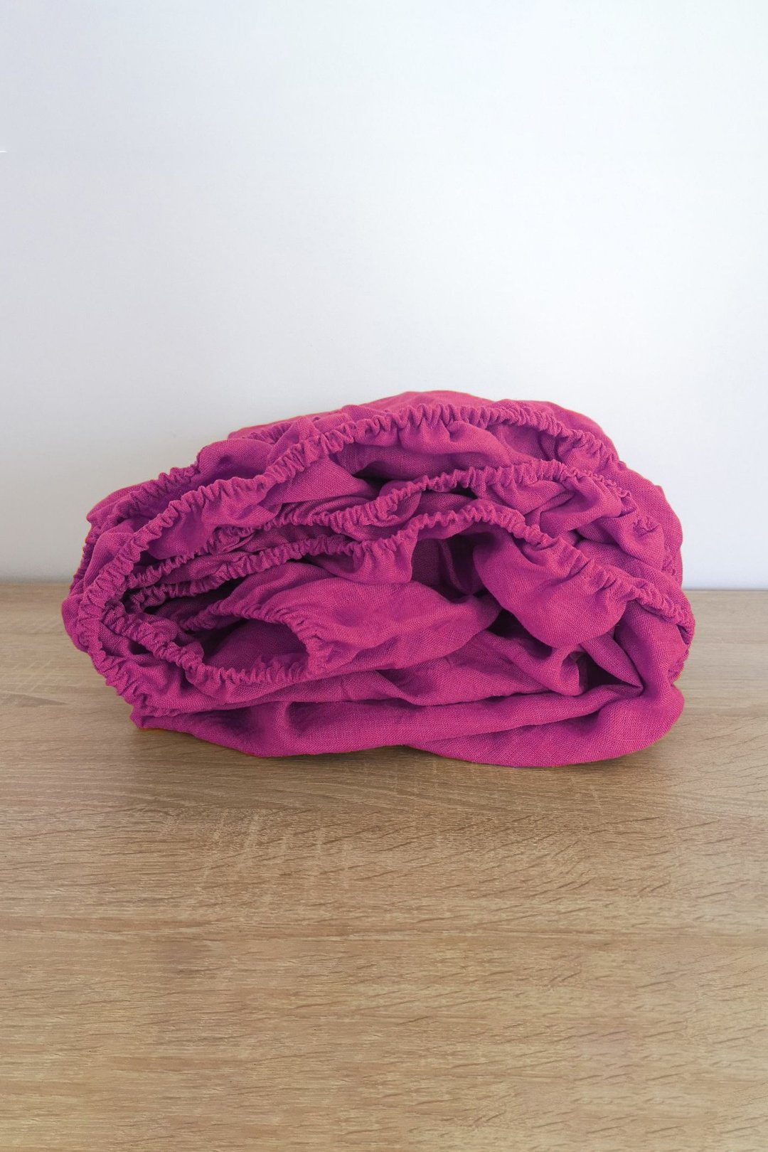 Fuchsia linen fitted sheet / Softened linen bed sheet / Deep pocket - 寝具 - 亚麻 粉红色