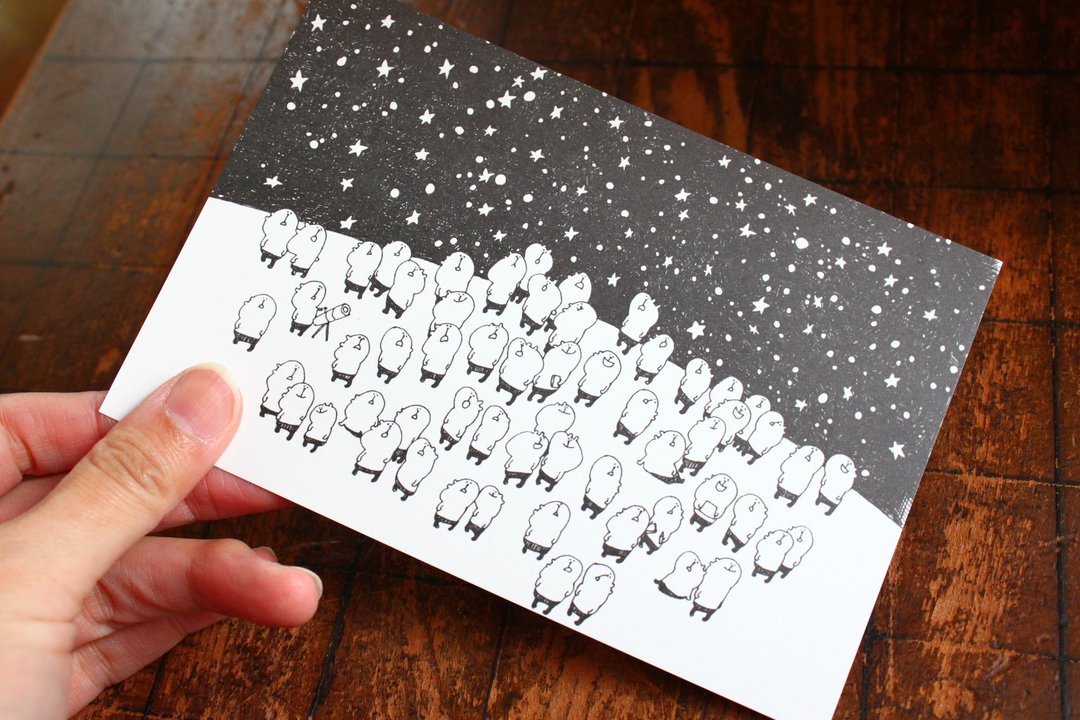 muu's starry sky postcard. - 卡片/明信片 - 纸 黑色