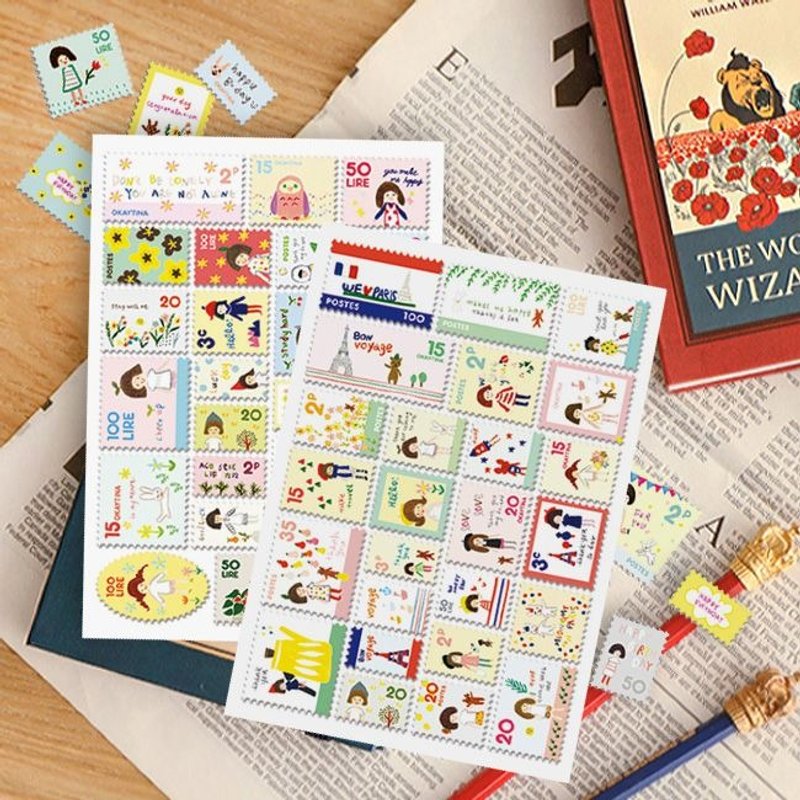 7321 Desgin-邮票贴纸组V4-Oktina B02,7321-04641 - 贴纸 - 纸 多色