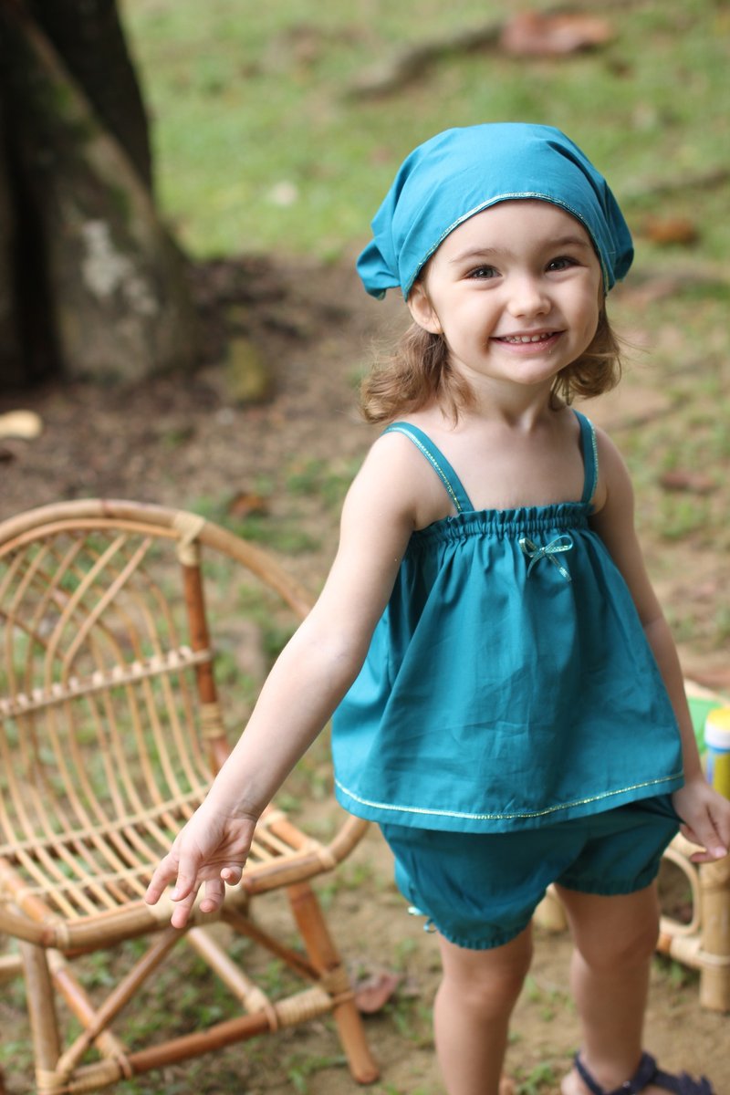 Aqua green baby girl bloomer set - 其他 - 棉．麻 绿色